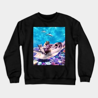 Cute Funny Cat Turtle Crewneck Sweatshirt